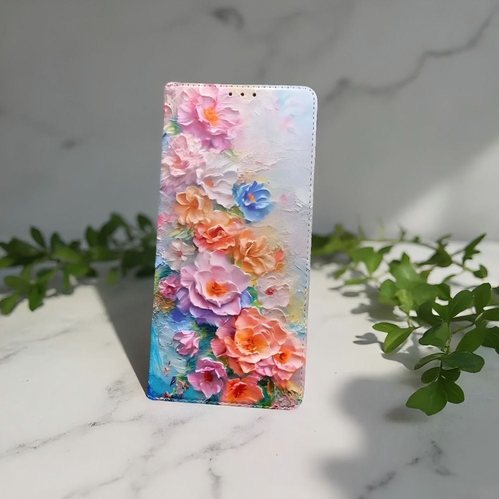 Samsung Galaxy S25 - جراب محفظة جلدي مغناطيسي مطلي بتصميم