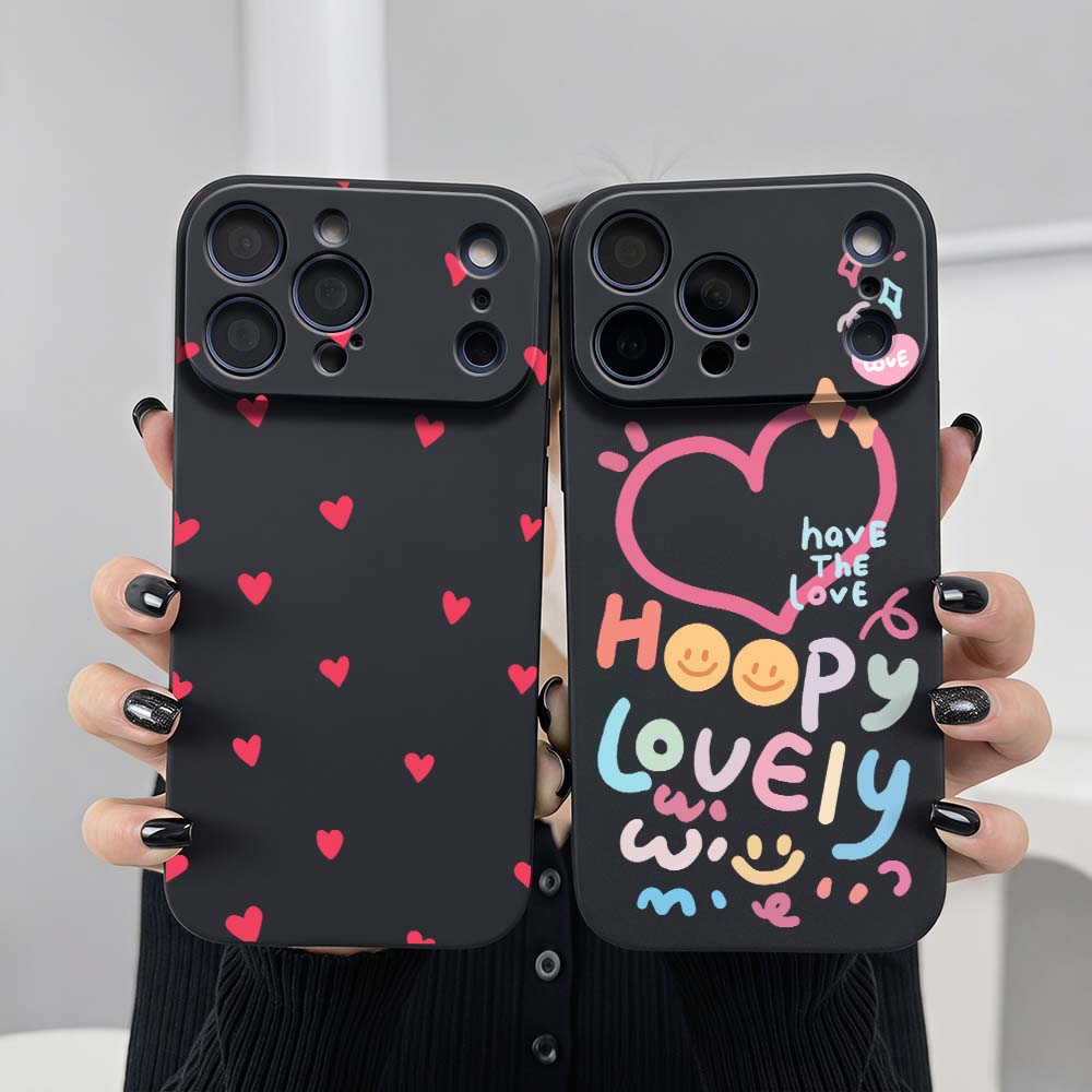 Apple Iphone 16 - غطاء هاتف كرتوني بتصميم قلب سعيد