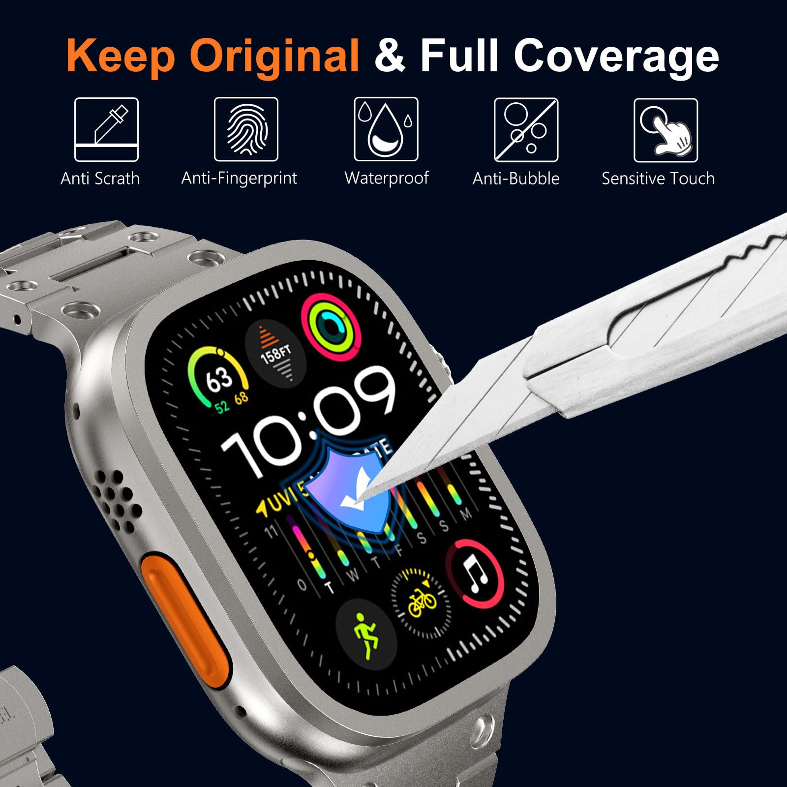 زجاج مقسى لساعة أبل الترا 49 م - مراجعة Smartwatch Screen Film وسعره